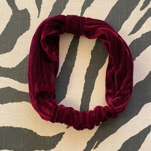 Burgundy stretch velvet turban headband